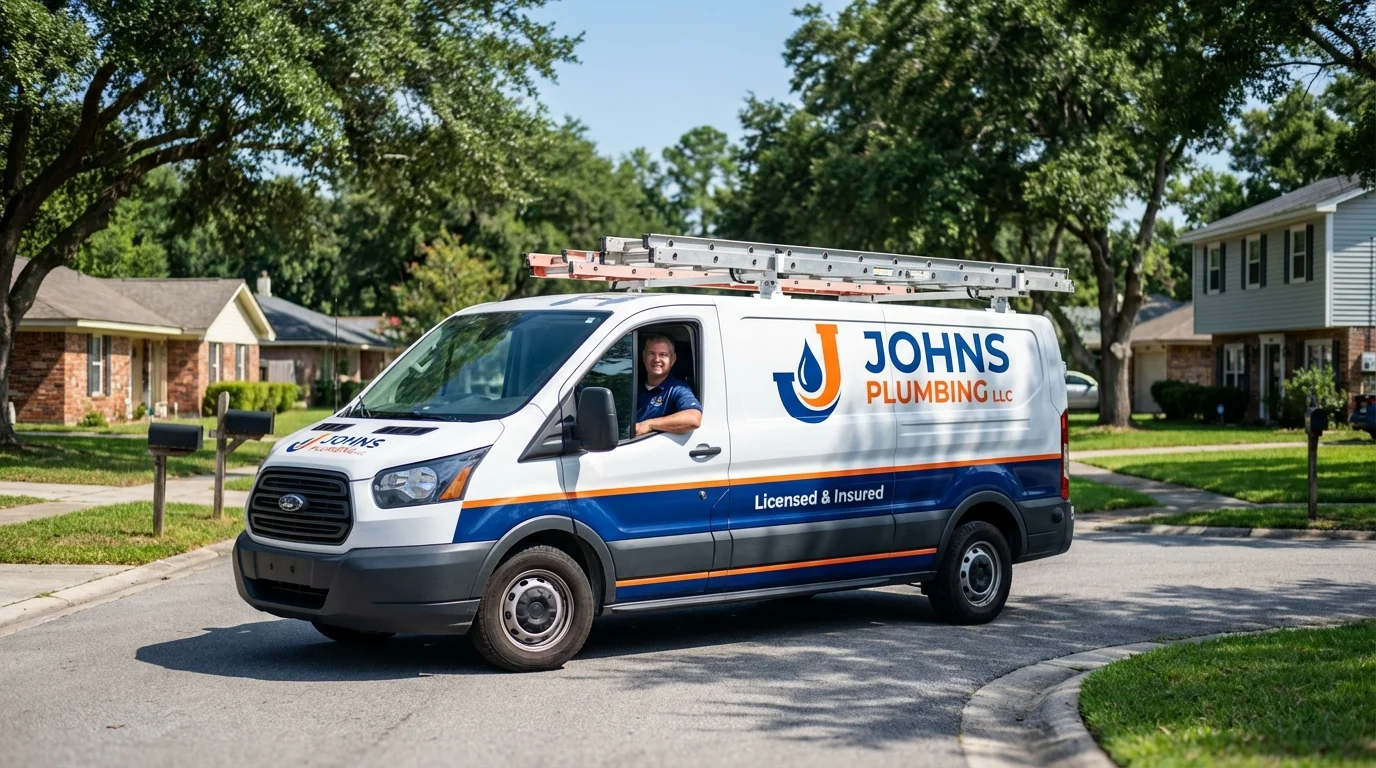 Johns Plumbing LLC service van in Hico, TX