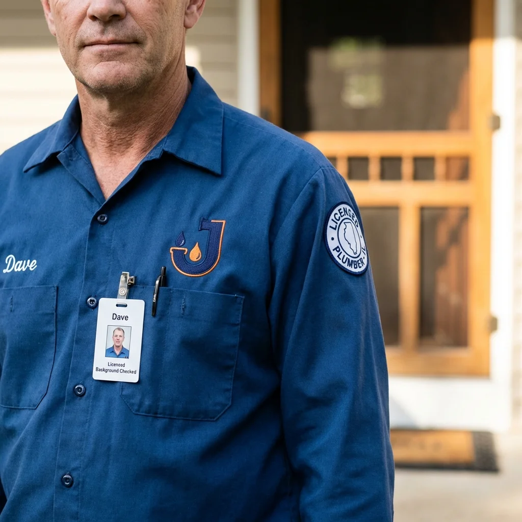 Licensed plumber showing ID badge in Hico, TX