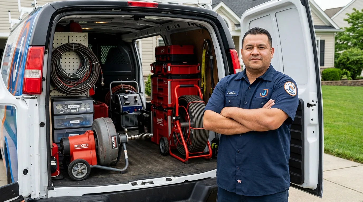 Professional drain cleaning equipment and Johns Plumbing LLC plumber in Hico