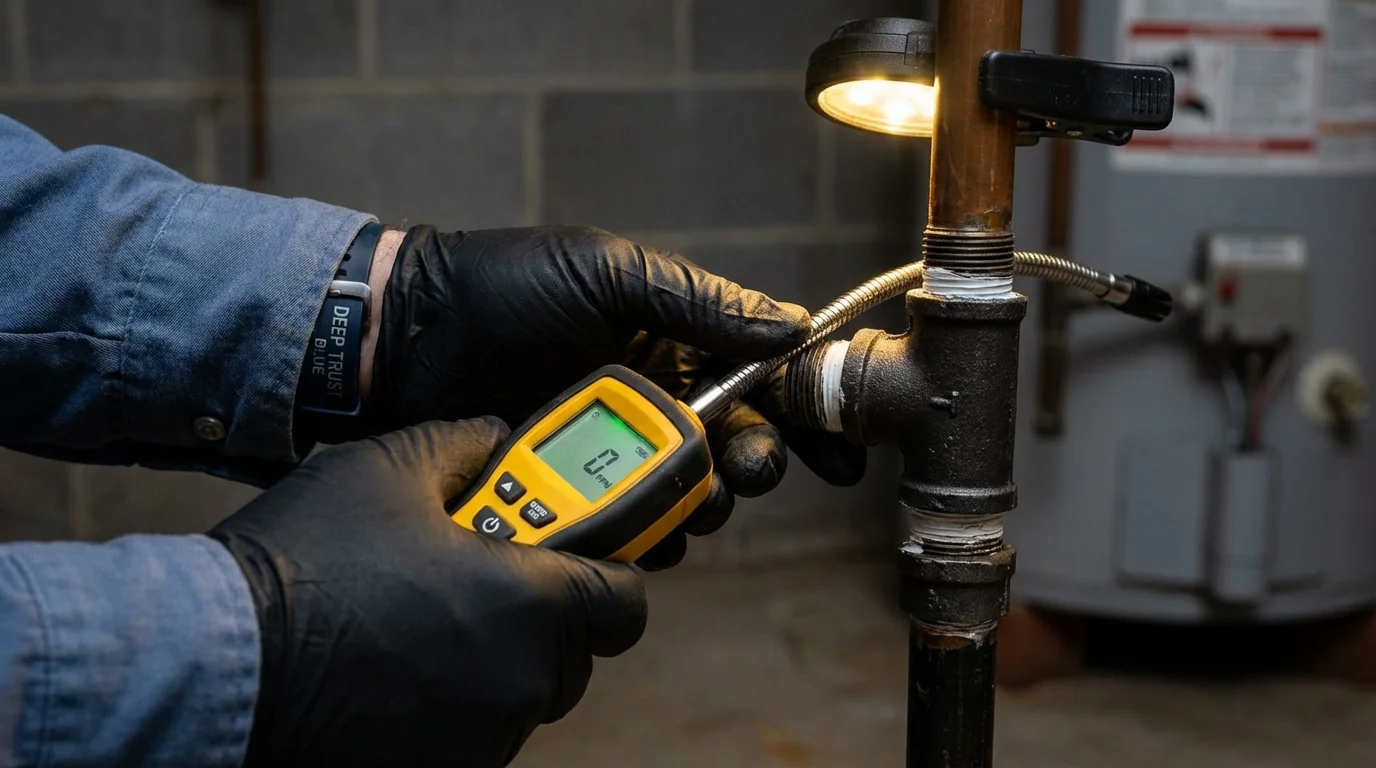 Gas leak detection with electronic sniffer by Johns Plumbing LLC in Hico