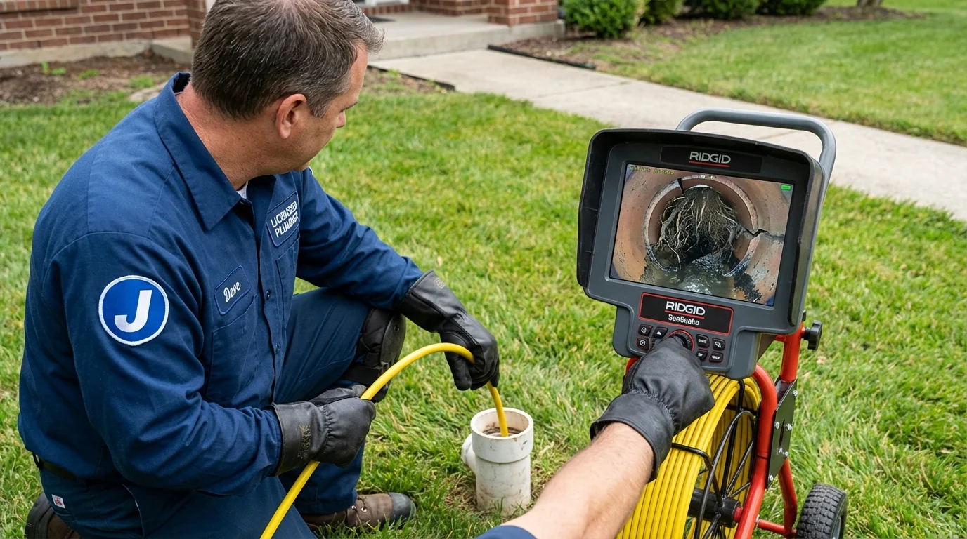 Sewer camera inspection being performed by Johns Plumbing LLC in Hico