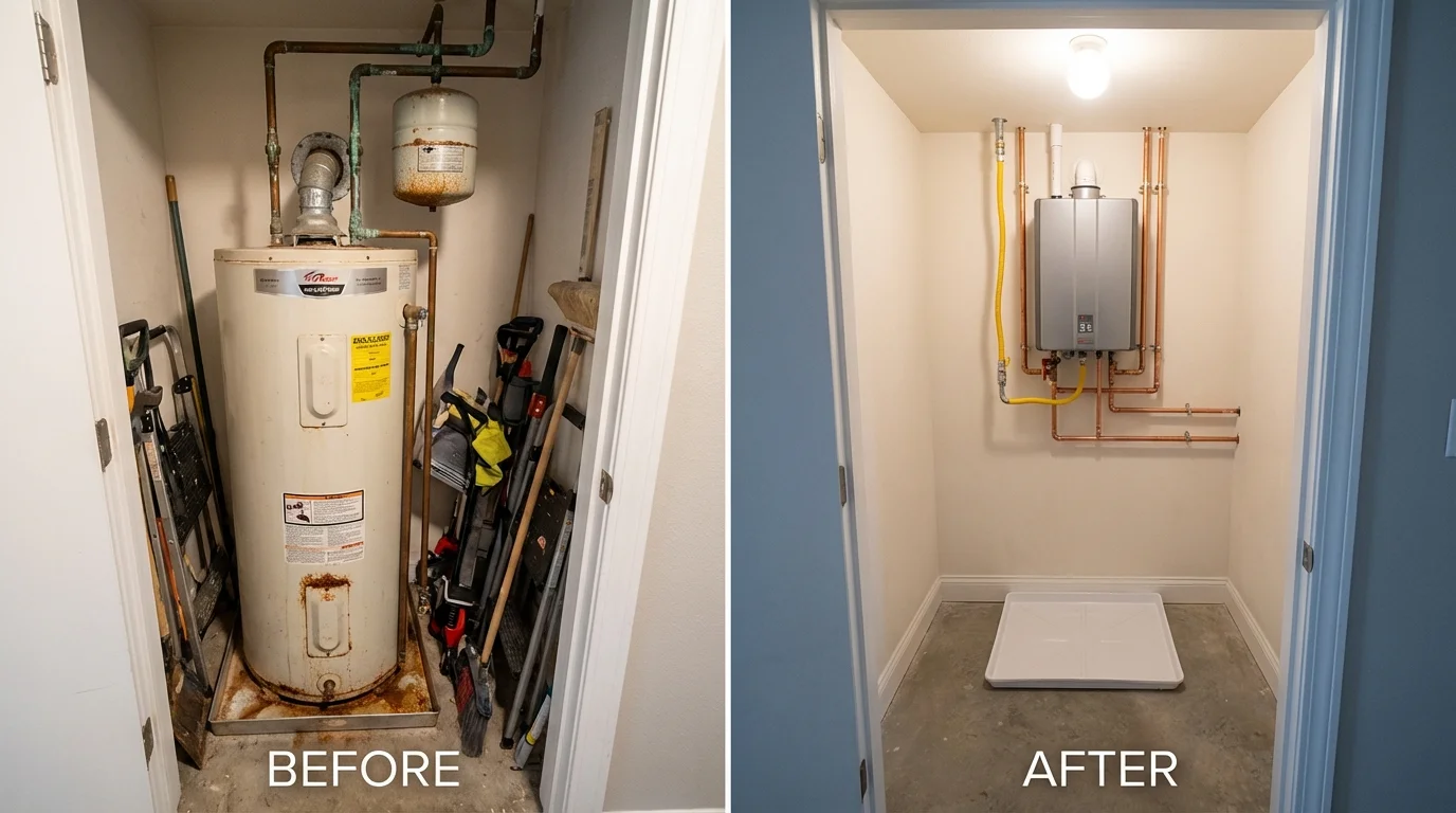 Tank water heater versus wall-mounted tankless unit comparison for Hico, TX homeowners