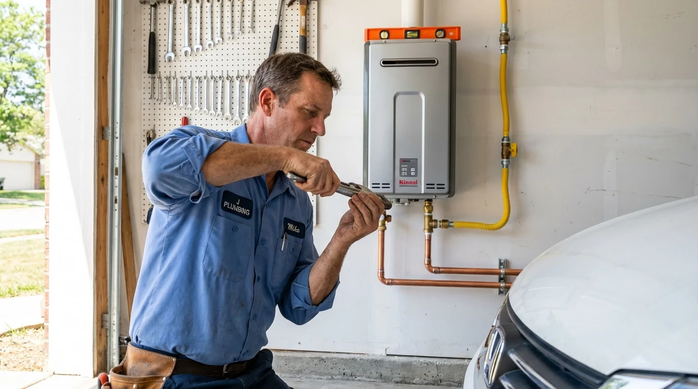 Tankless water heater installation by a Johns Plumbing LLC plumber in Hico